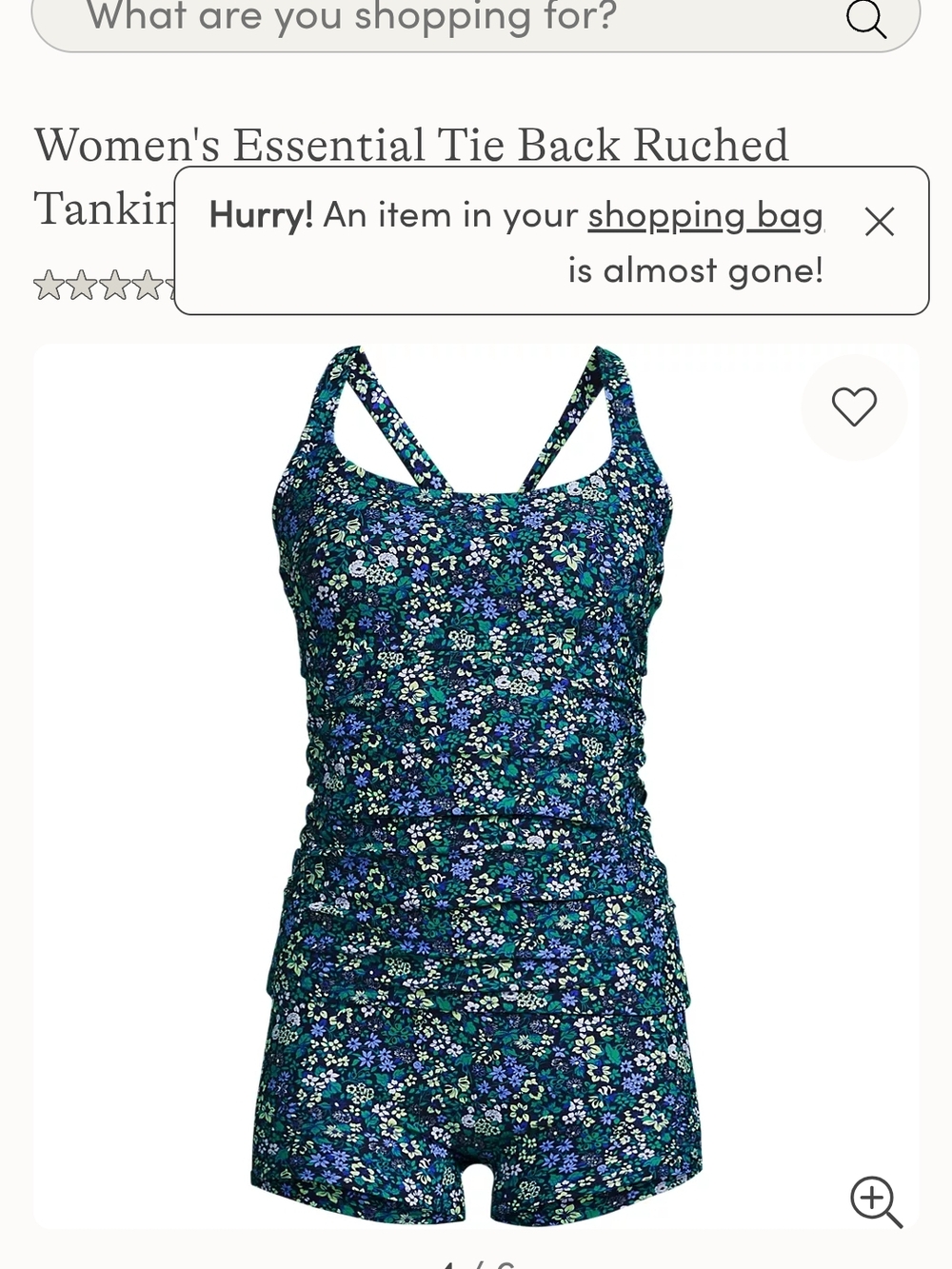 Lands' End Women's Floral Tie Back Tankini in Navy & Green